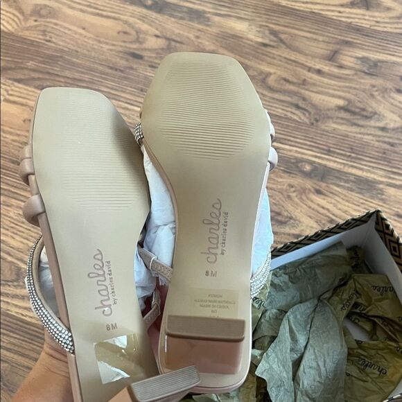 Charles By Charles David Pink Heels with Glittering Silver Straps - Picture 3 of 3